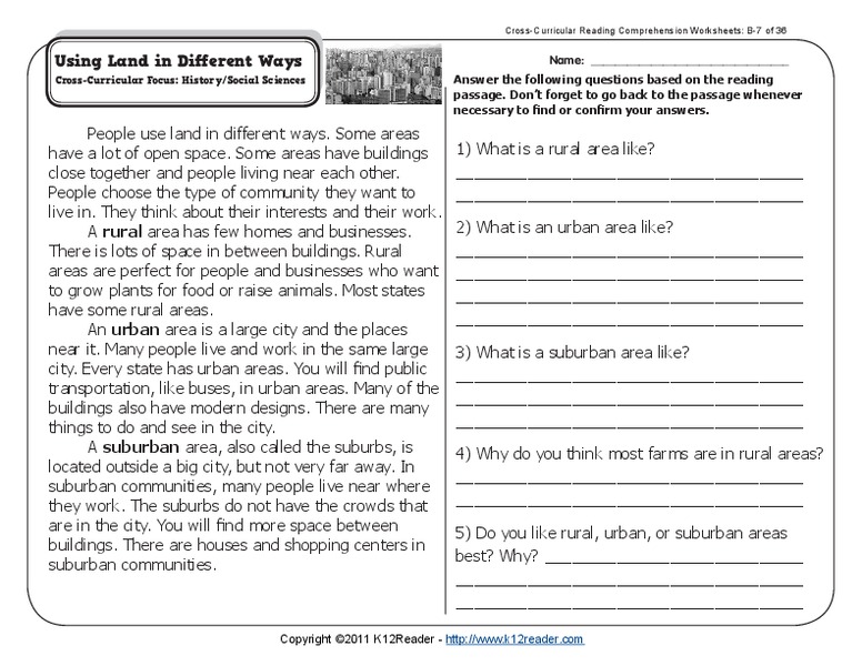 Using Land in Different Ways Worksheet