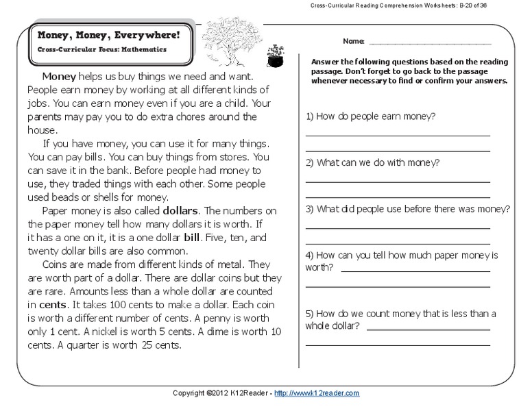 Money, Money, Everywhere! Worksheet