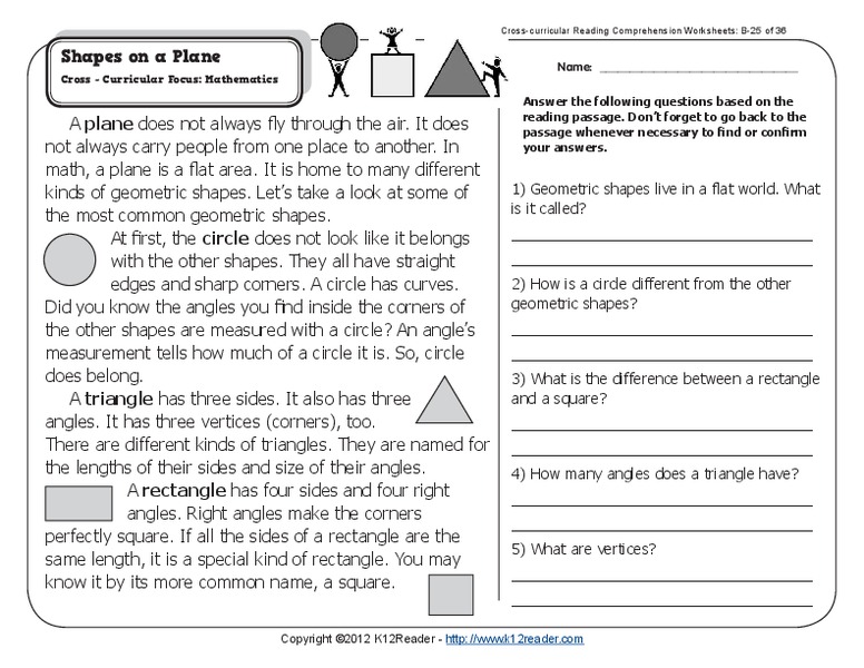 Shapes on a Plane Worksheet