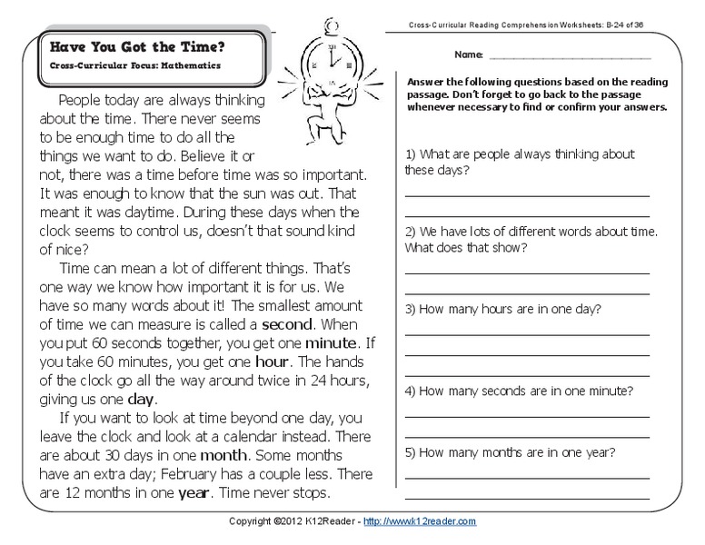 Have You Got the Time? Worksheet