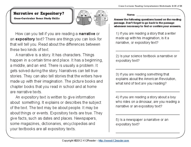 Narrative or Expository? Worksheet