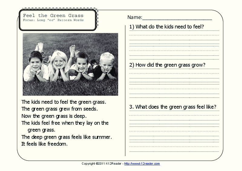 Feel the Green Grass Worksheet