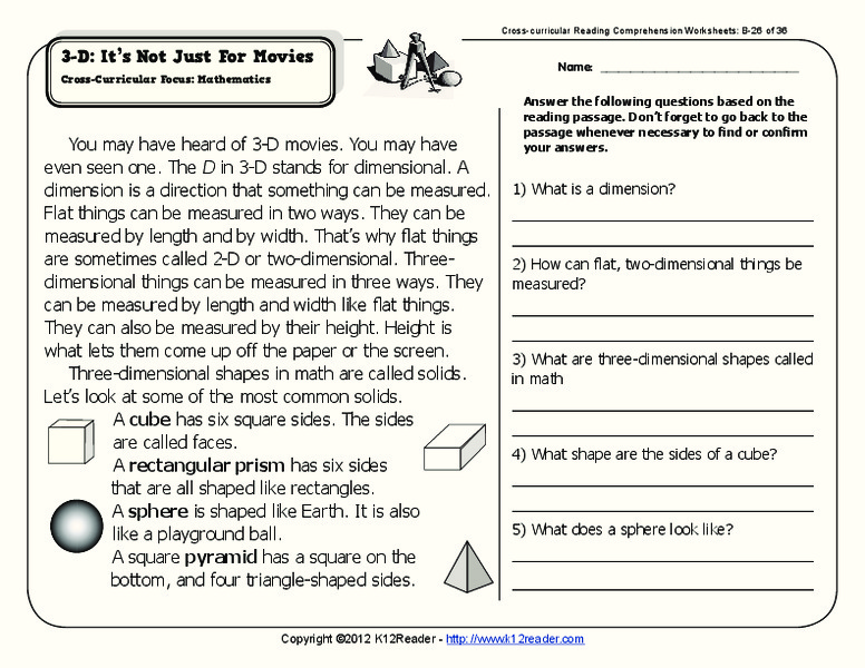 3-D: It’s Not Just for Movies Worksheet
