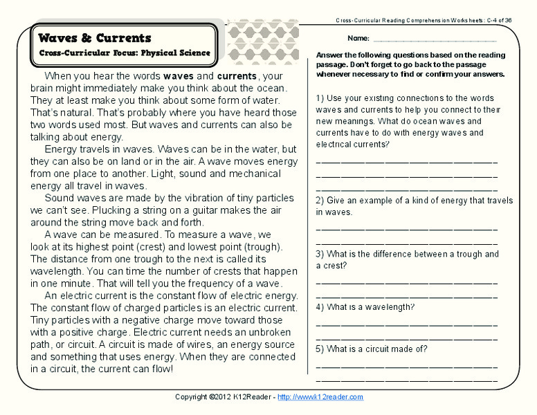 Waves & Currents Worksheet
