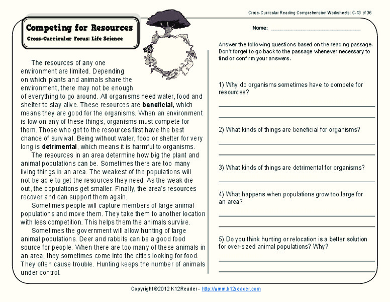 Competing for Resources Worksheet
