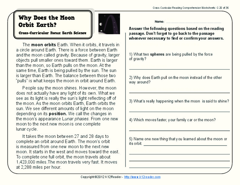Why Does the Moon Orbit Earth? Worksheet