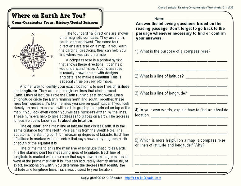 Where On Earth Are You? Worksheet