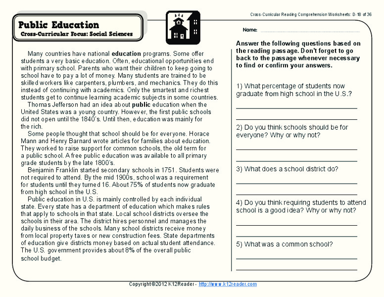 Public Education Worksheet