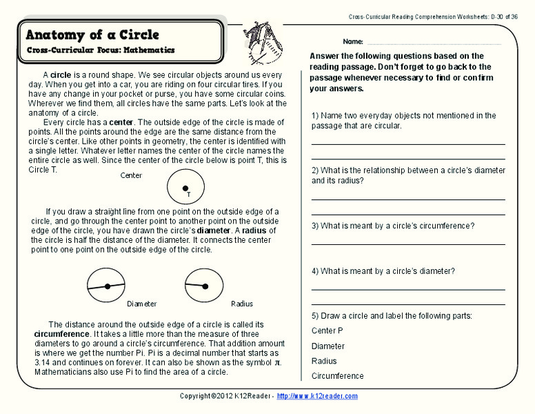 Anatomy of a Circle Worksheet