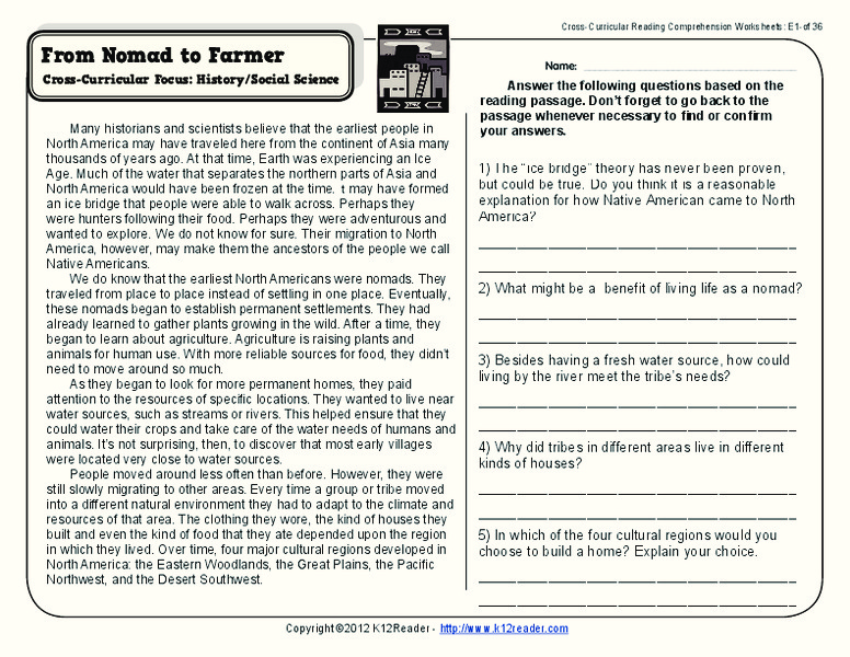 From Nomad to Farmer Worksheet