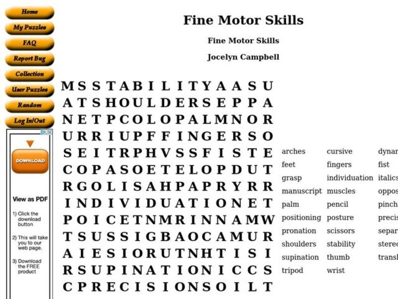 Fine Motor Skills Worksheet