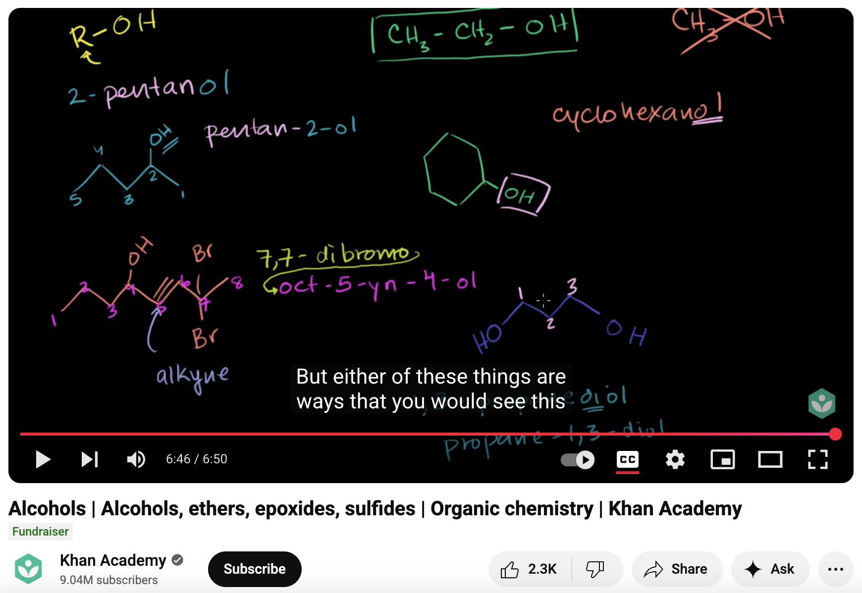Alcohols, Alcohols, Ethers, Epoxides, Sulfides, Organic chemistry Instructional Video
