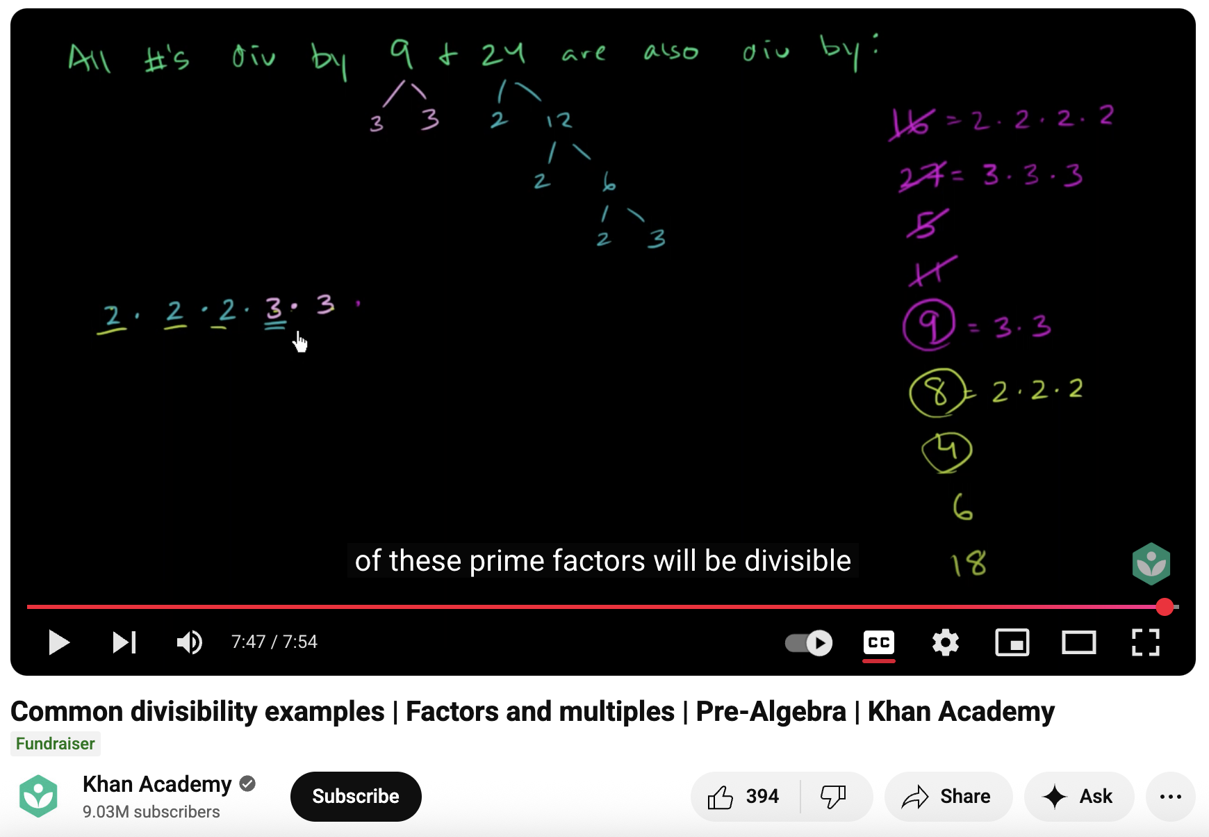 Common Divisibility Examples, Factors and Multiples, Pre-Algebra Instructional Video