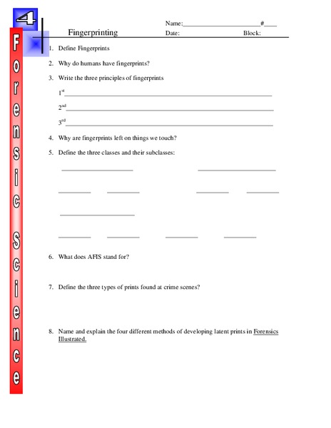 Fingerprinting Worksheet