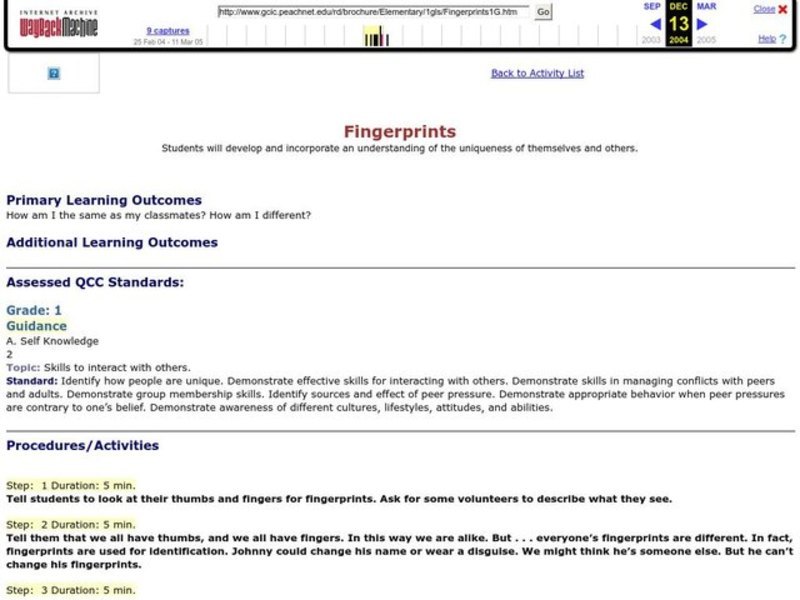 Fingerprints Lesson Plan