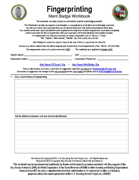 Fingerprinting Worksheet