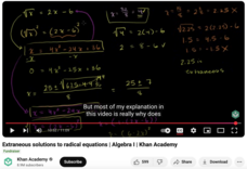 Extraneous Solutions to Radical Equations, Algebra I Instructional Video