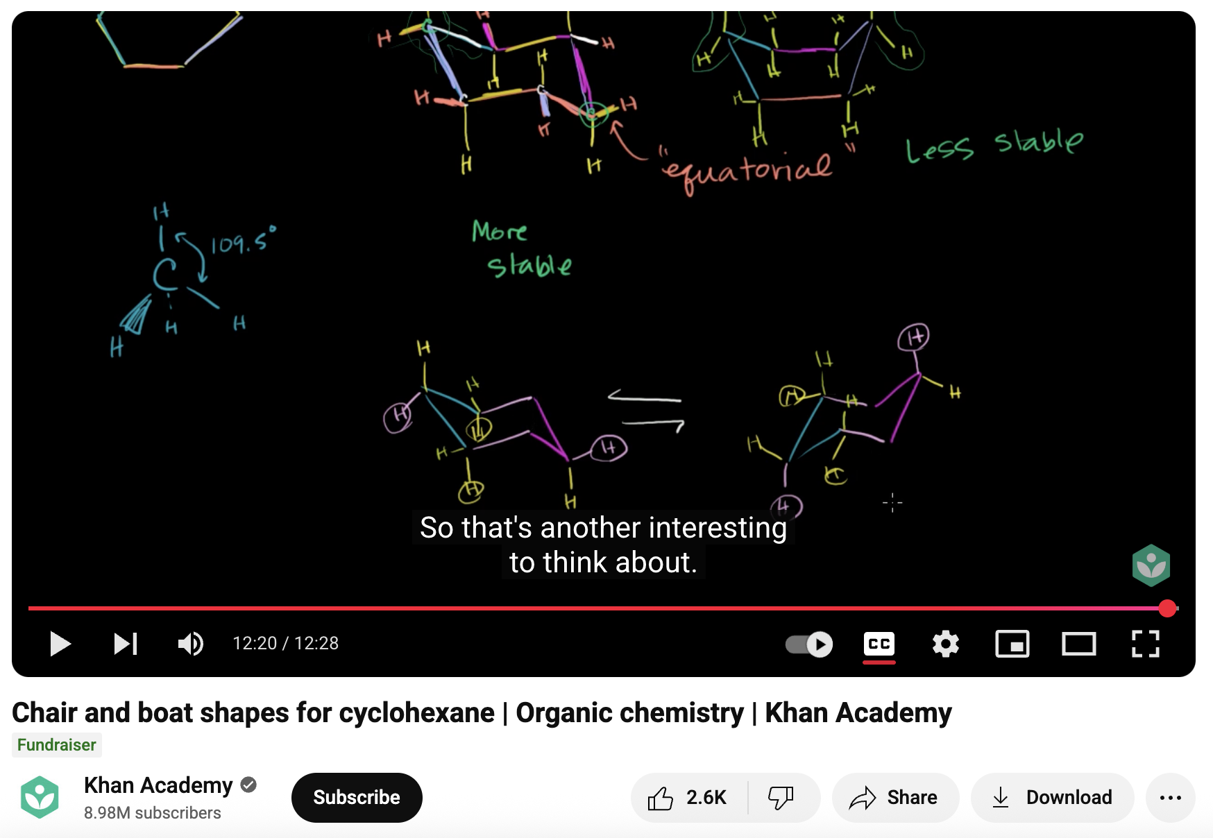 Chair and Boat Shapes for Cyclohexane, Organic Chemistry Instructional Video