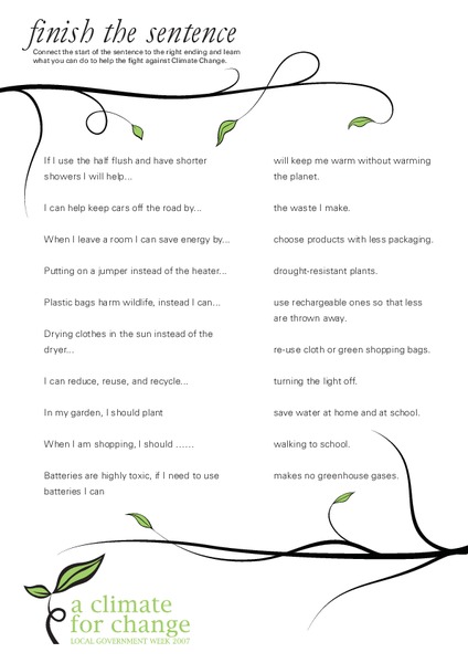 Finish the Sentence Lesson Plan