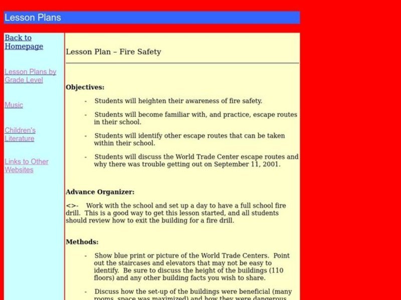 Fire Safety Lesson Plan