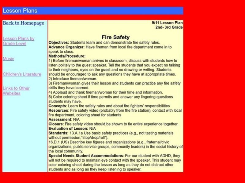 Fire Safety Lesson Plan