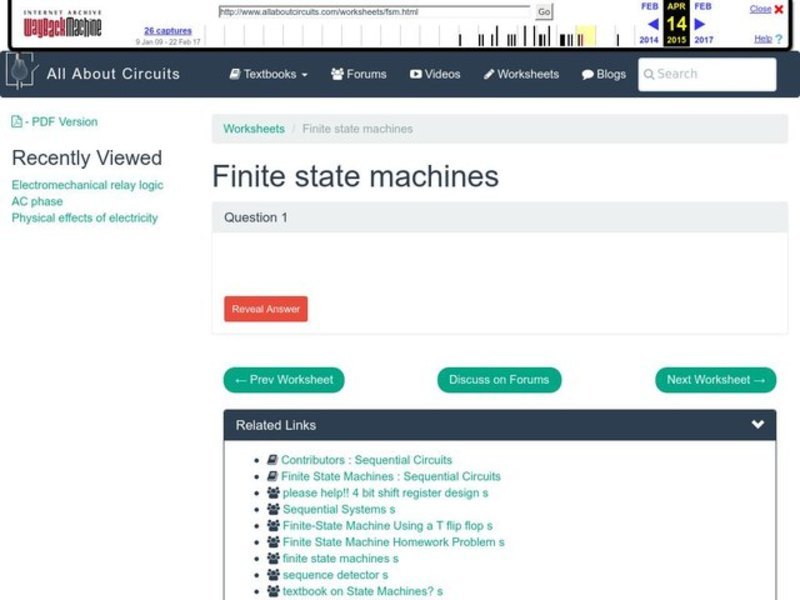 Finite State Machines Worksheet