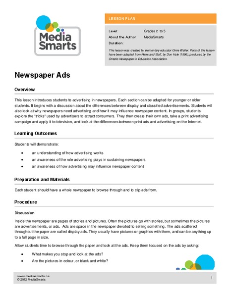 Newspaper Ads Lesson Plan