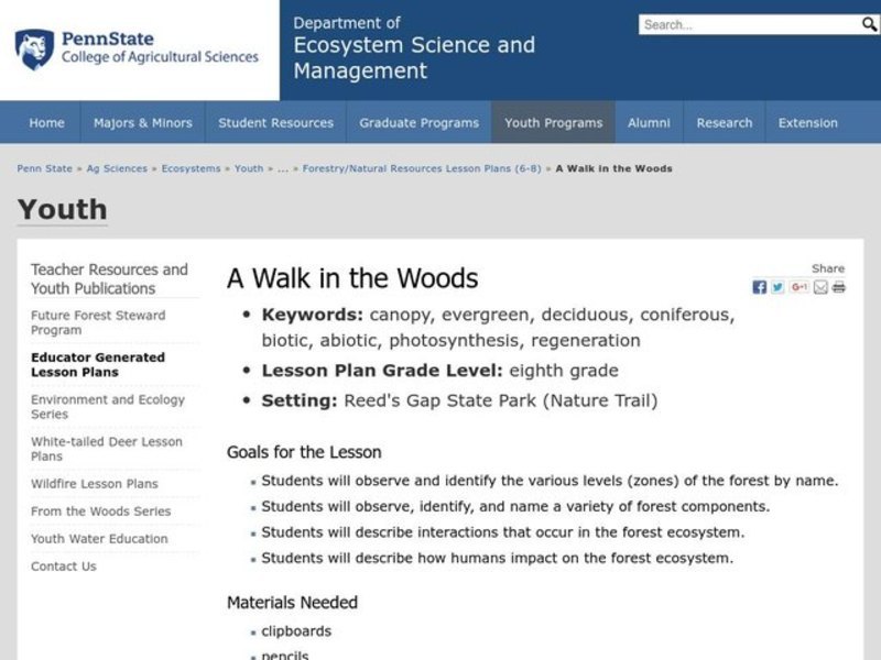 A Walk in the Woods Lesson Plan
