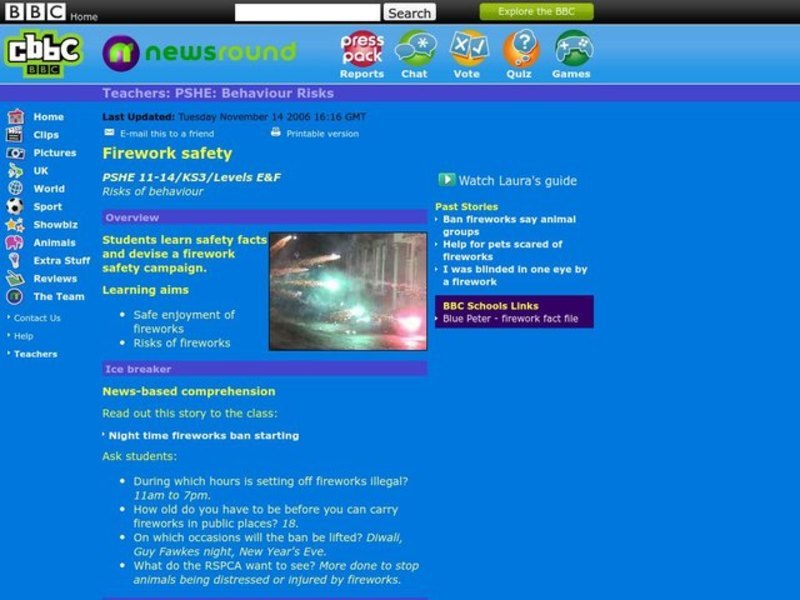 Firework safety Lesson Plan