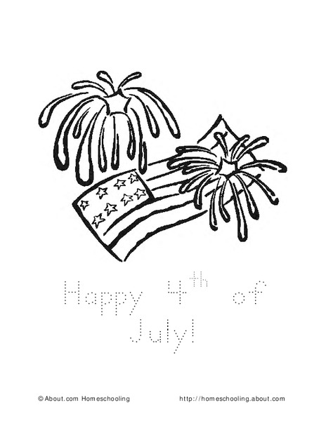Fireworks Coloring Page Worksheet