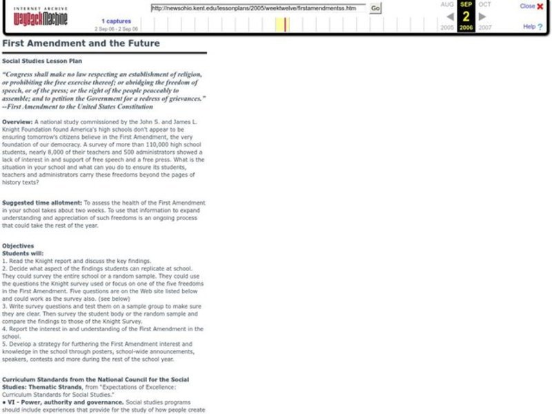 First Amendment and the Future Lesson Plan