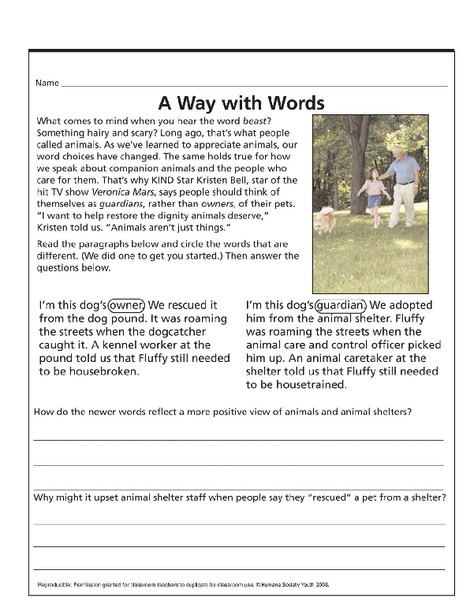 A Way with Words Lesson Plan
