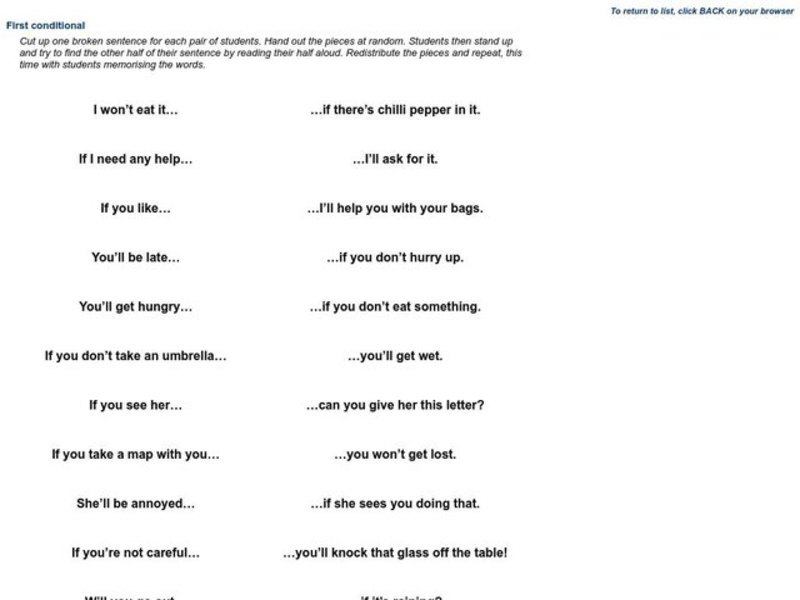 First Conditional Worksheet