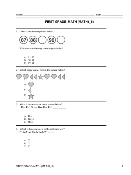 First Grade Math Lesson Plan