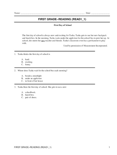 First Grade Reading Lesson Plan