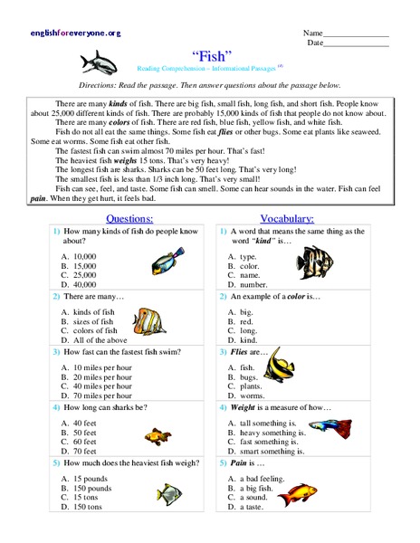 Fish Worksheet