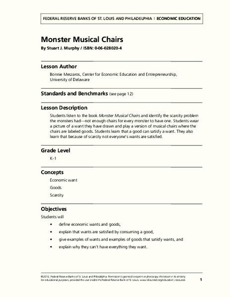 Monster Musical Chairs and Scarcity Lesson Plan