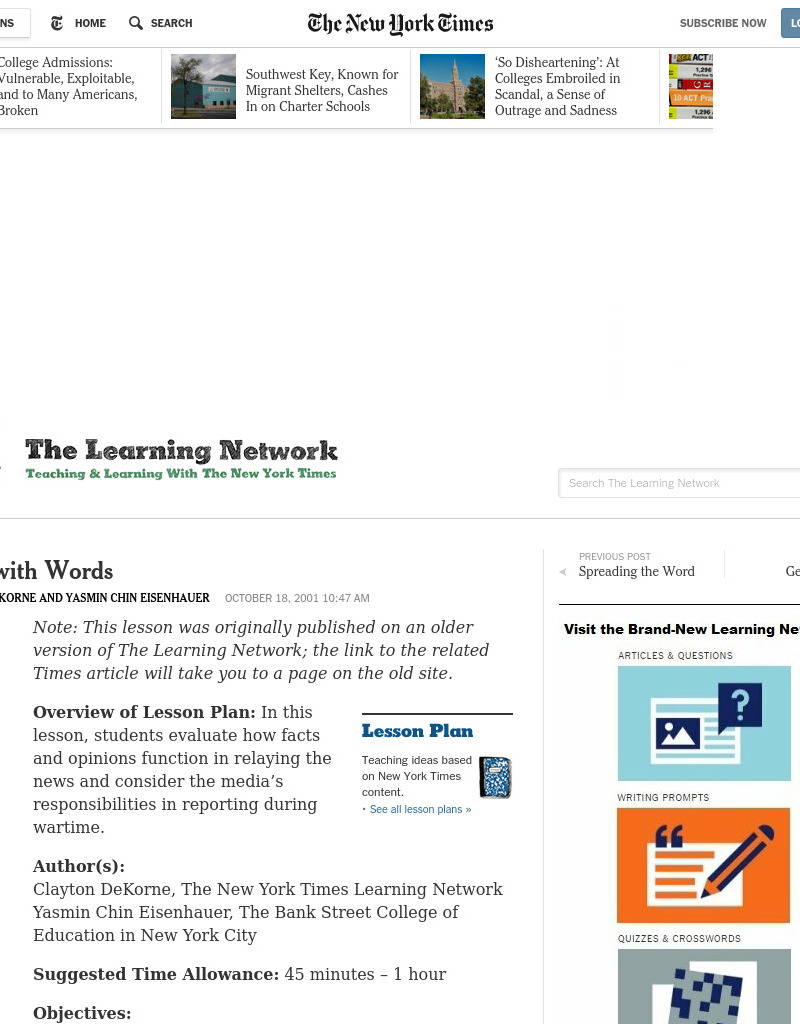 A Way with Words Lesson Plan