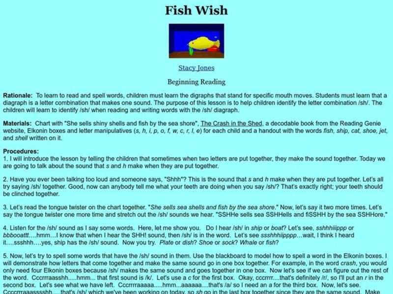 Fish Wish Lesson Plan