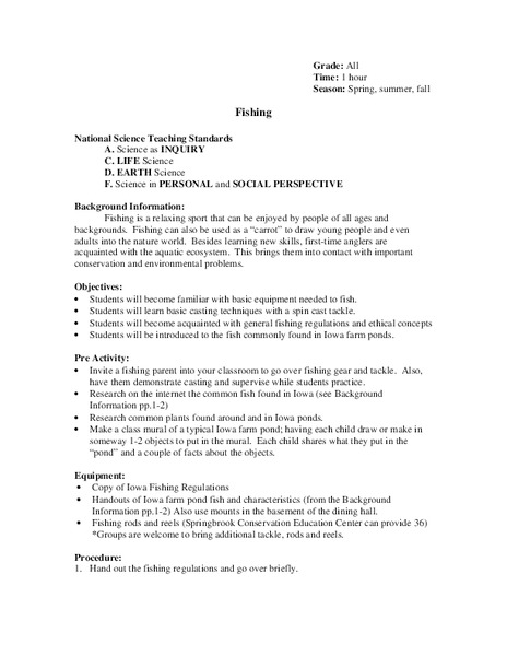 Fishing Lesson Plan