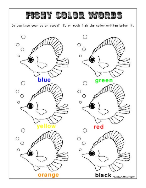 Fishy Color Words Worksheet