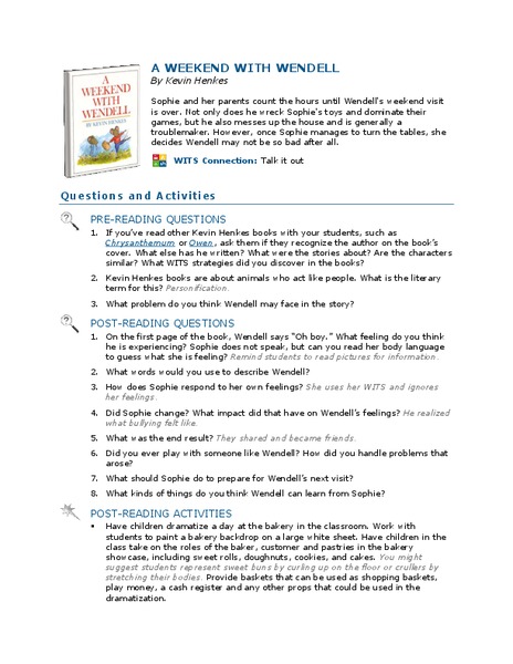 A Weekend With Wendell Lesson Plan