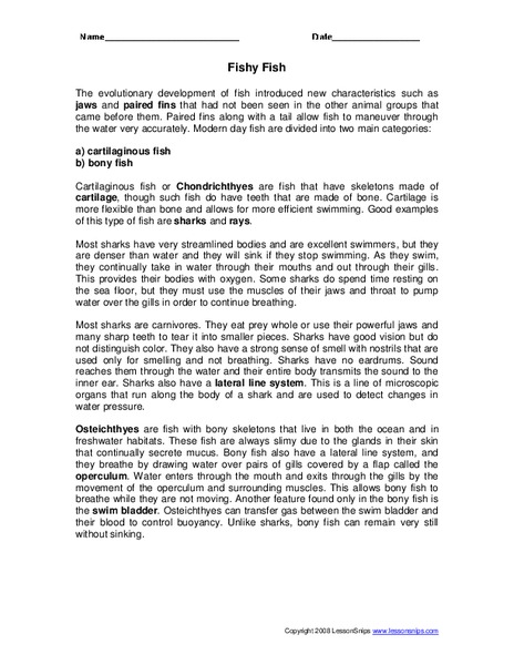 Fishy Fish Worksheet