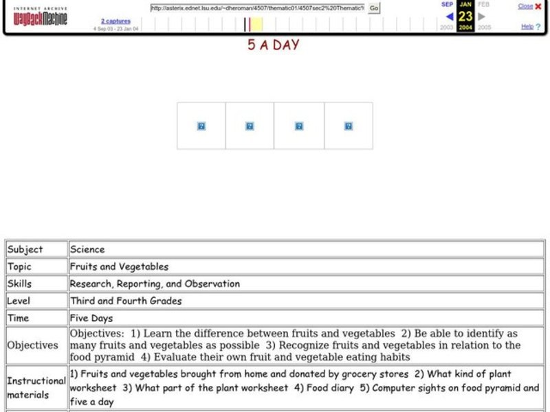 Five a Day Lesson Plan