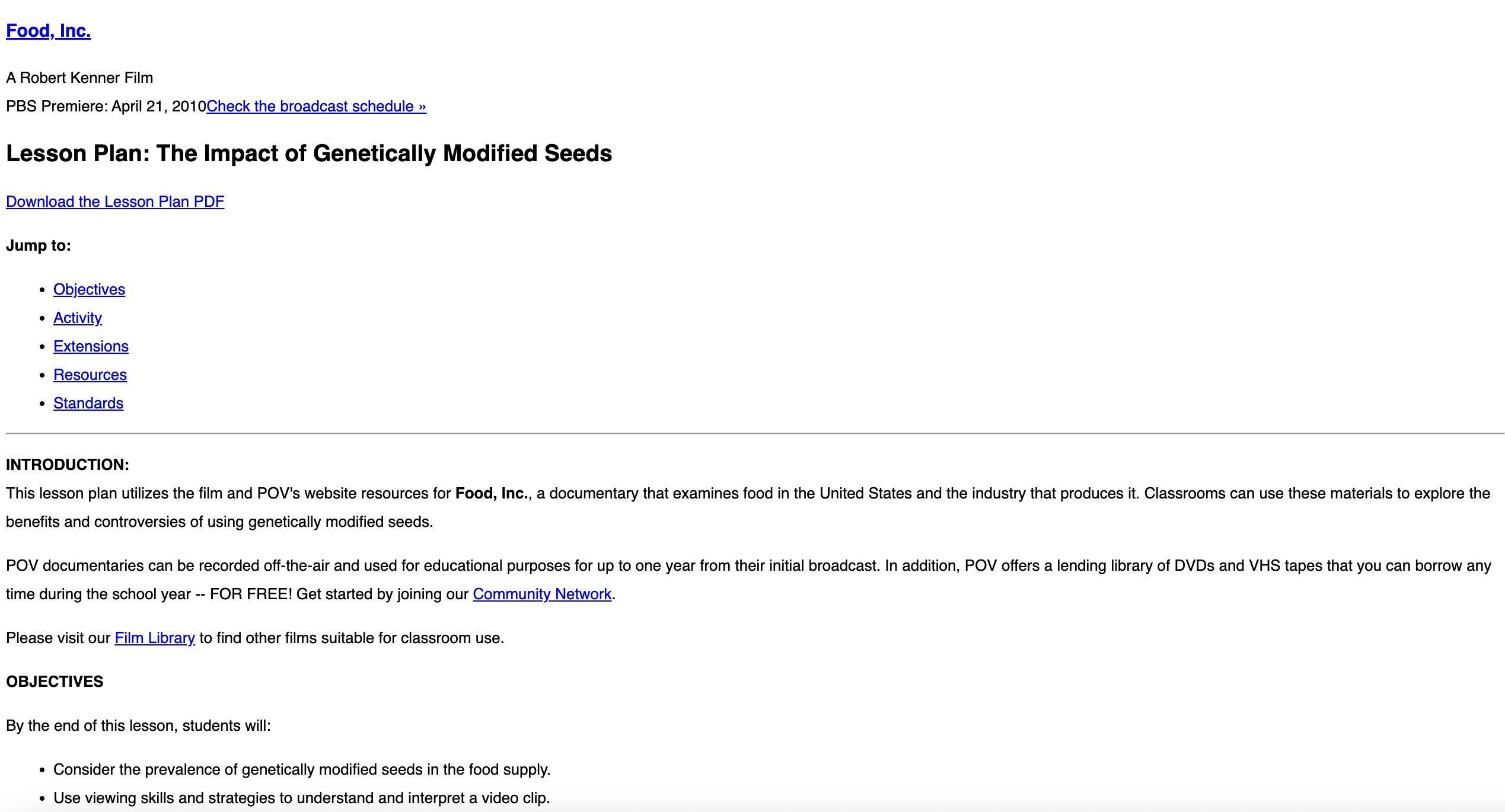 The Impact of Genetically Modified Seeds Lesson Plan
