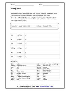 Joining Words Worksheet