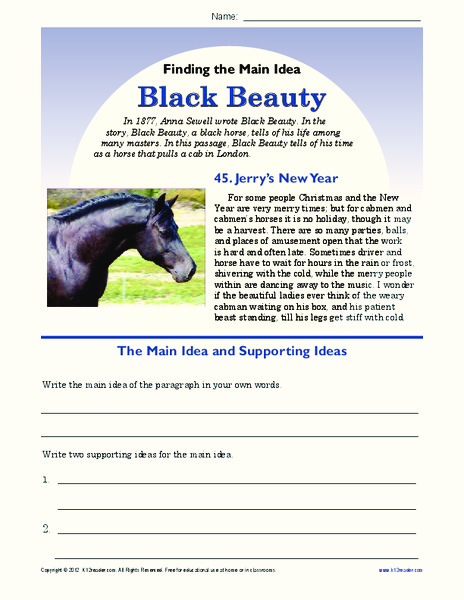 Black Beauty Worksheet