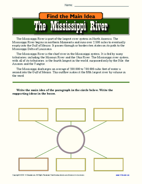 The Mississippi River Worksheet