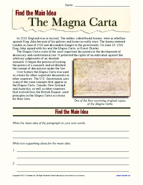 The Magna Carta Worksheet