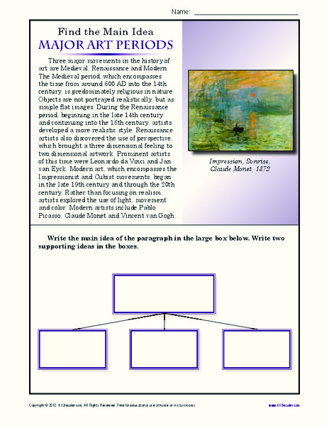 Major Art Periods Worksheet